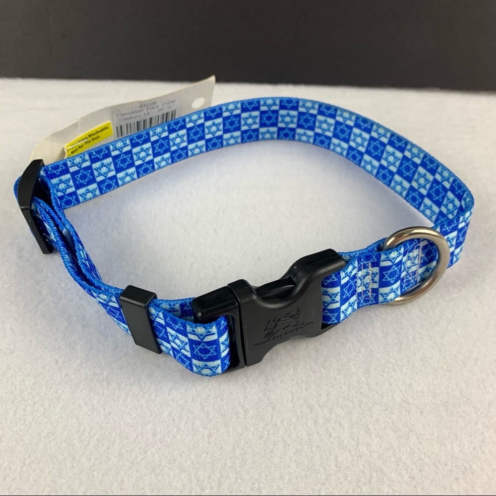 Yellow Dog Adjustable Dog Collar Hanukkah Stars
